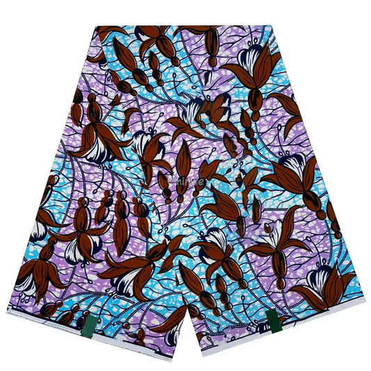 Elegant Floral African Wax Print Fabric