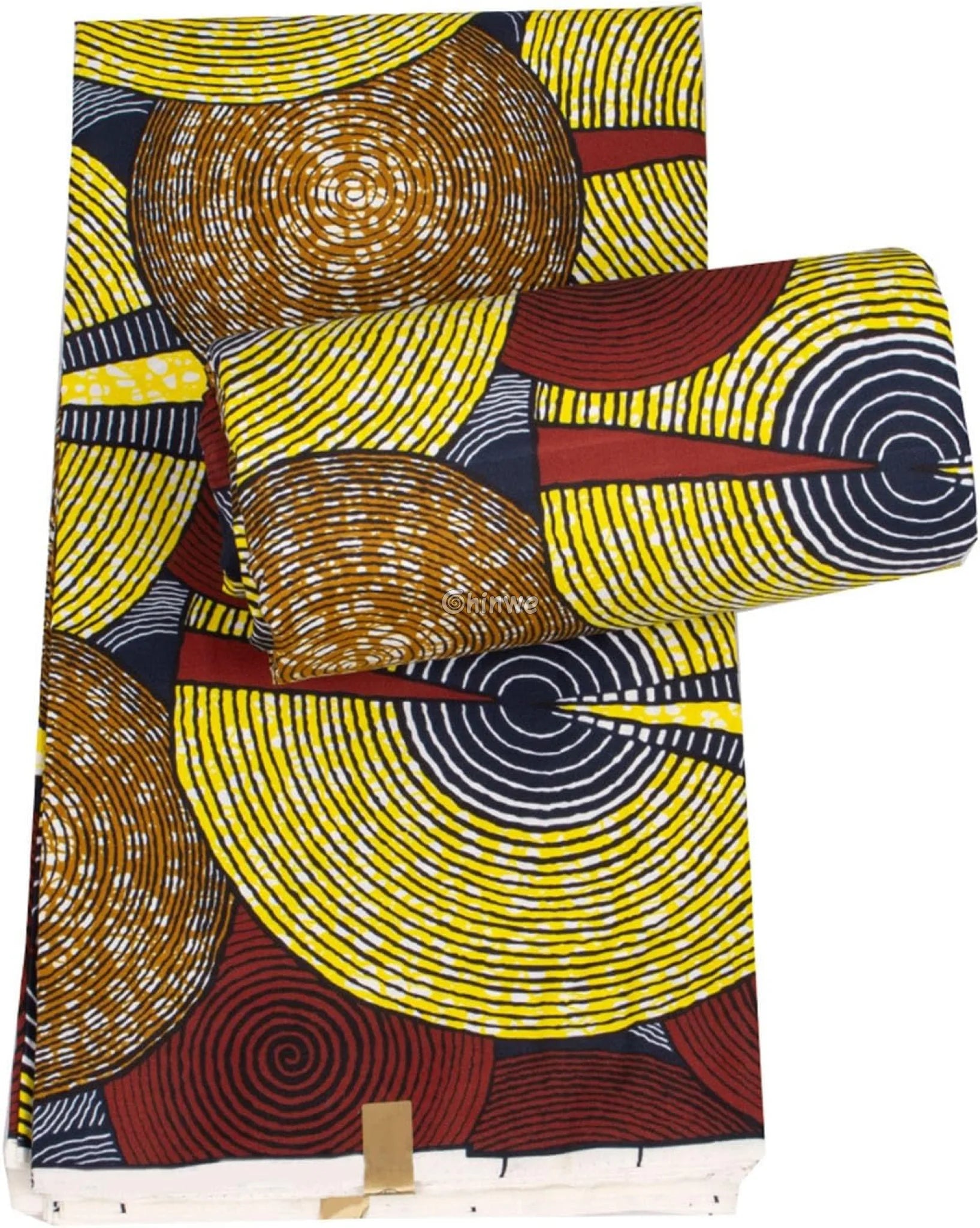 Geometric Ankara Wax Print Fabric with Spiral Circle Patterns
