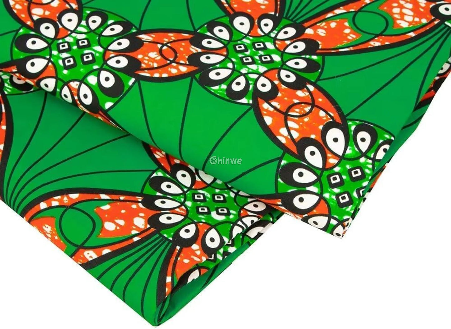 Green Fabric, Orange Print, Radiant Circles, Ankara Wax, Nigerian Textile, Bold Geometric Patterns, African Print, DIY Sewing Material, Craft Fabric, Vibrant Design, Unique Textile, Fashion Fabric, Decorative Print, Quilting Material, Statement Fabric