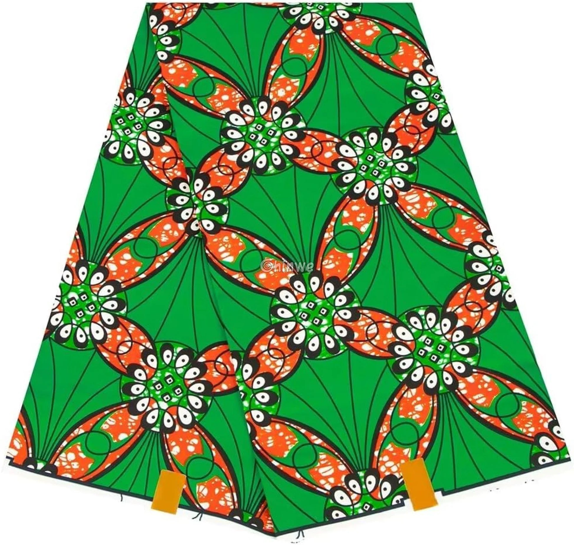 Green and Orange Radiant Circle Ankara Wax Print Fabric
