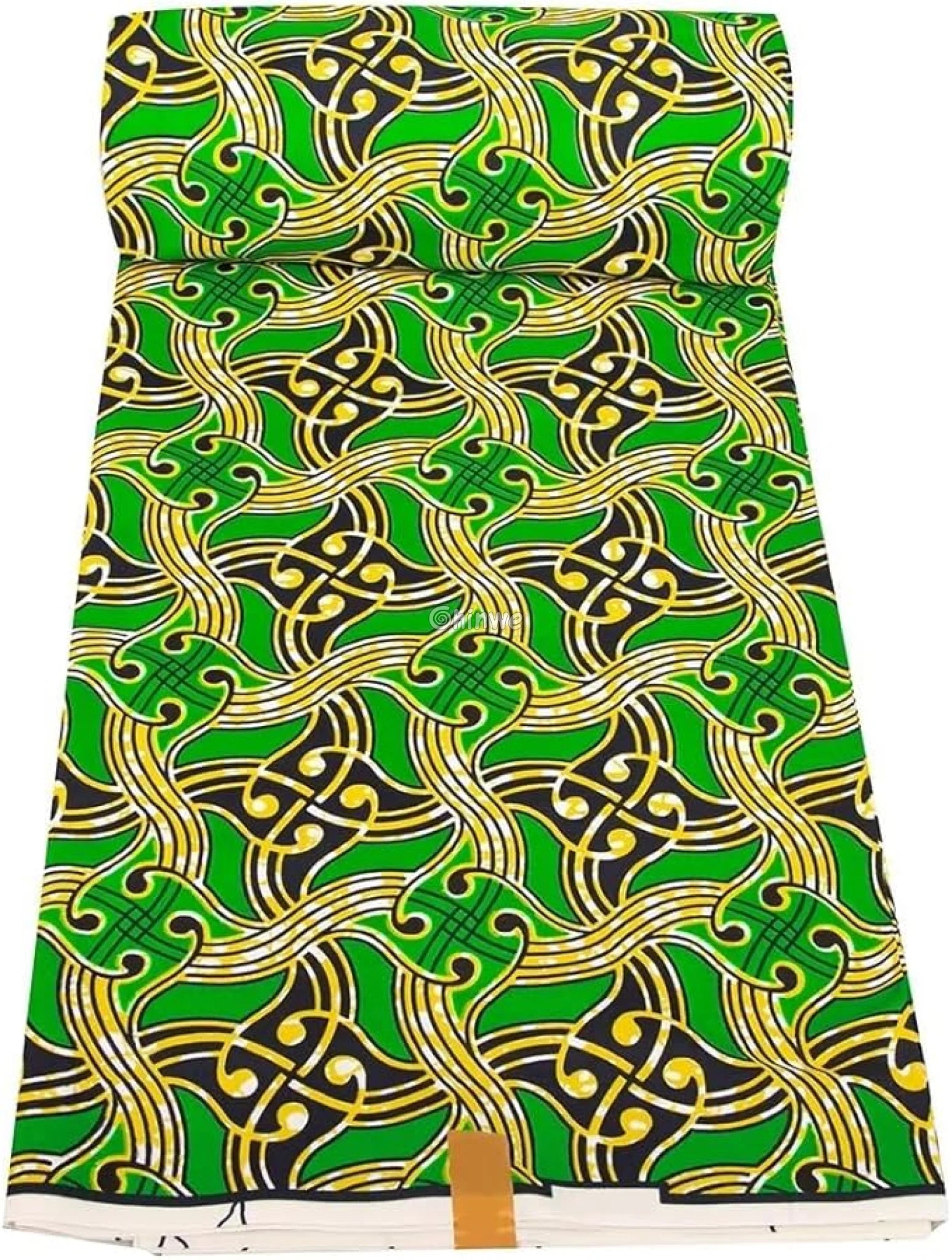 Green and Yellow Swirl Ankara Wax Print Fabric