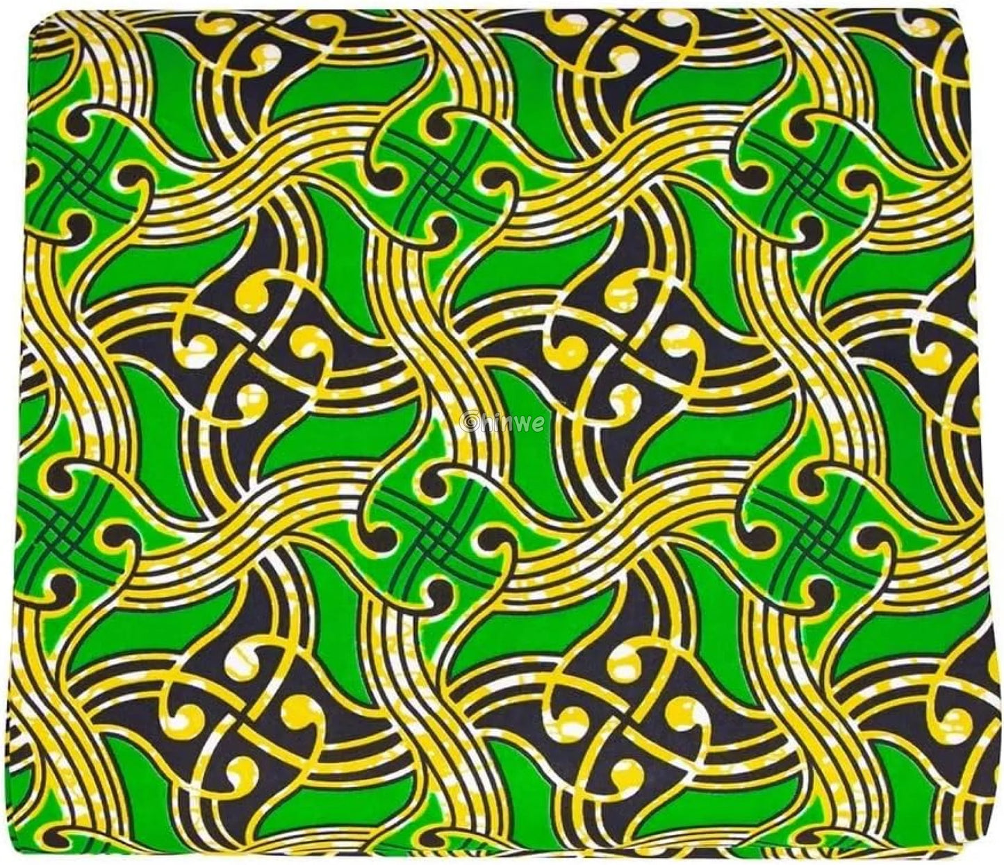 Green and Yellow Swirl Ankara Wax Print Fabric