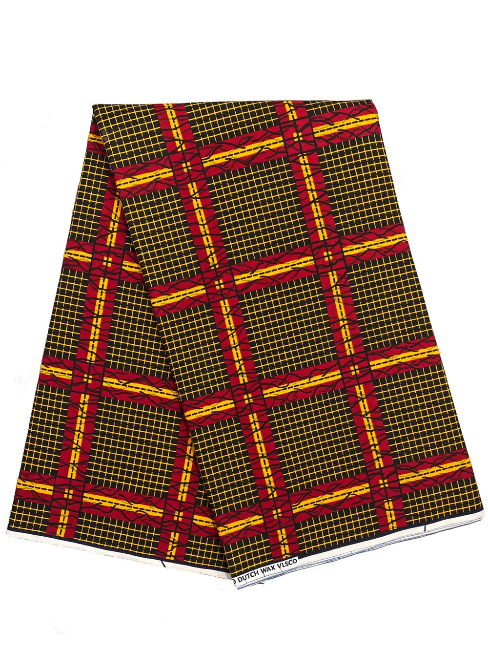 Woven Knot Ankara Wax Print Fabric Collection II – Green, Orange & Red, 6 Yards