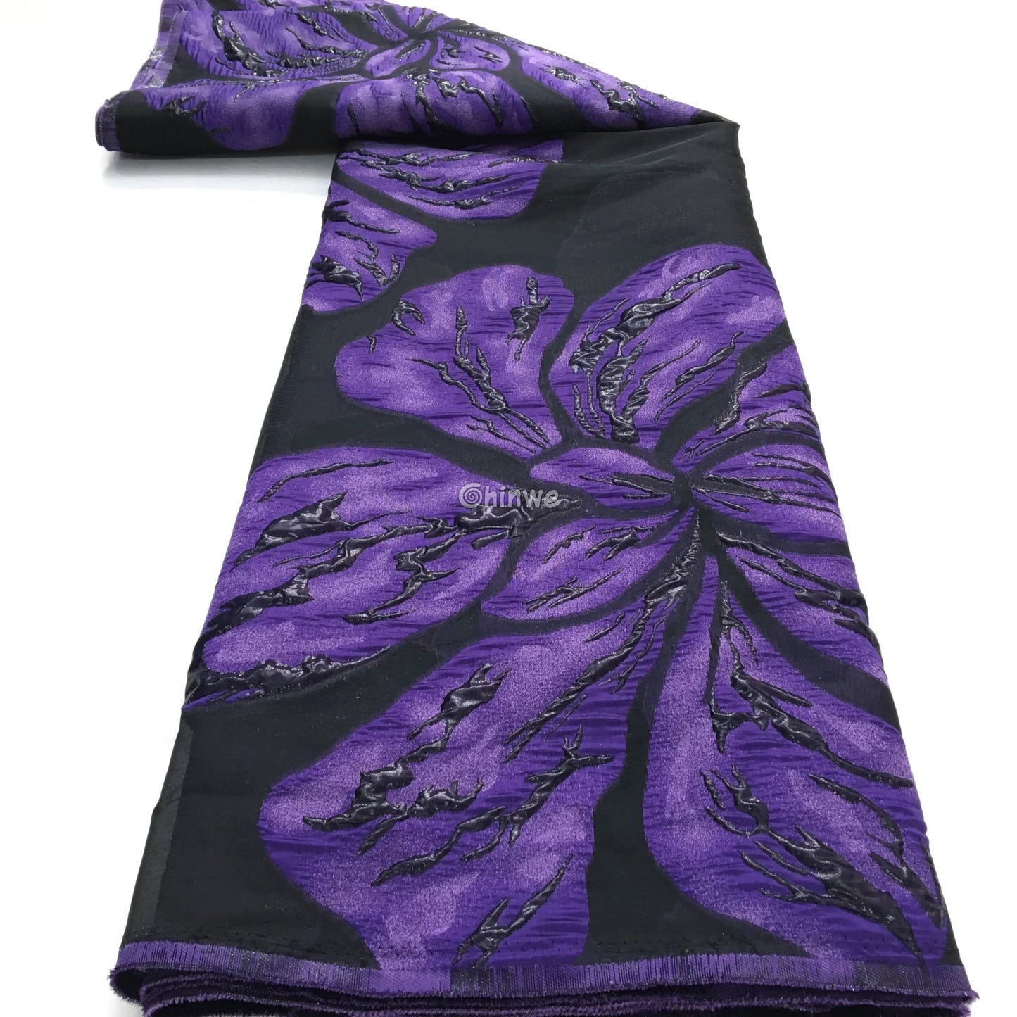 Metallic jacquard brocade with floral embossing and lustrous sheen in multi-tone blossom motif Lace