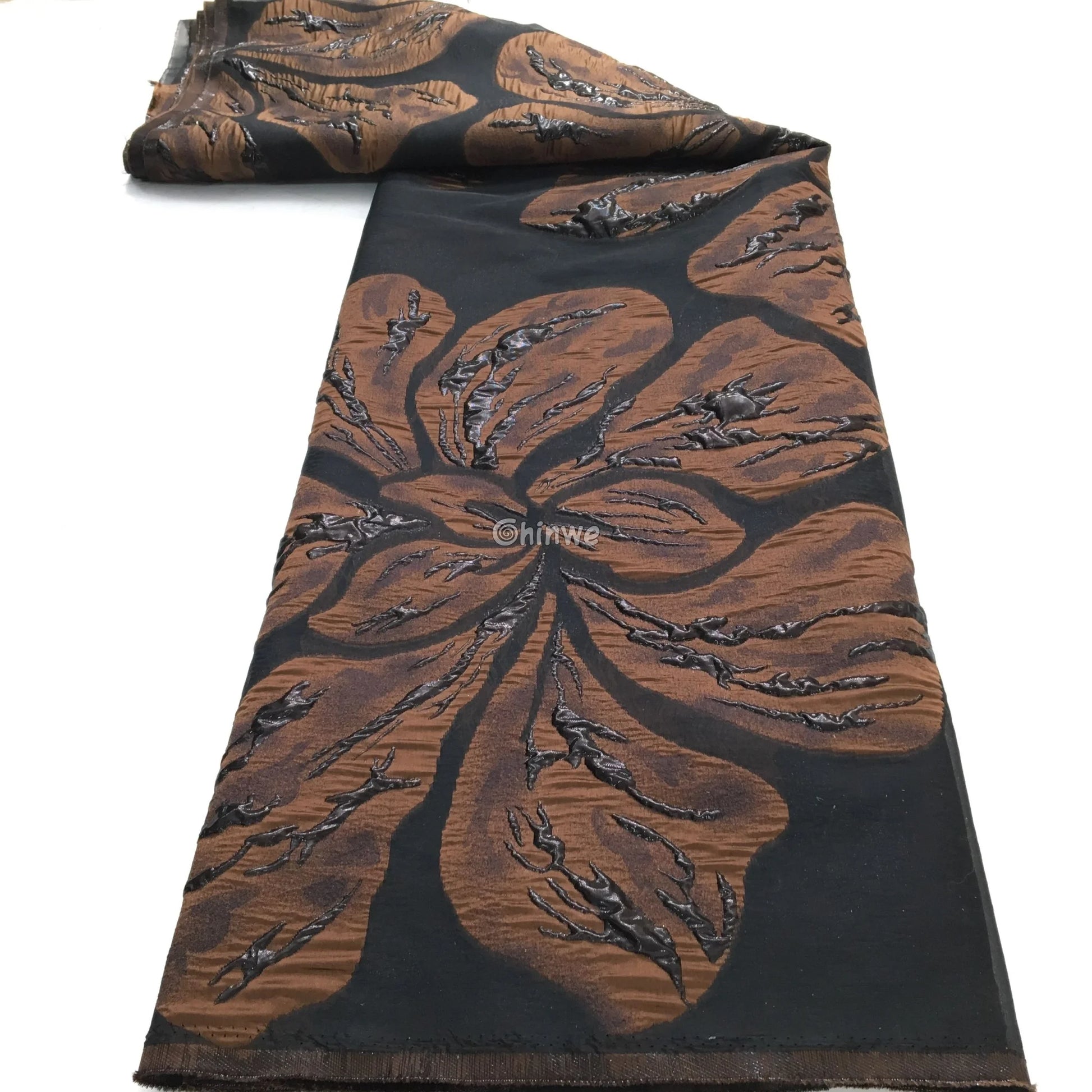 Metallic jacquard brocade with floral embossing and lustrous sheen in multi-tone blossom motif Lace