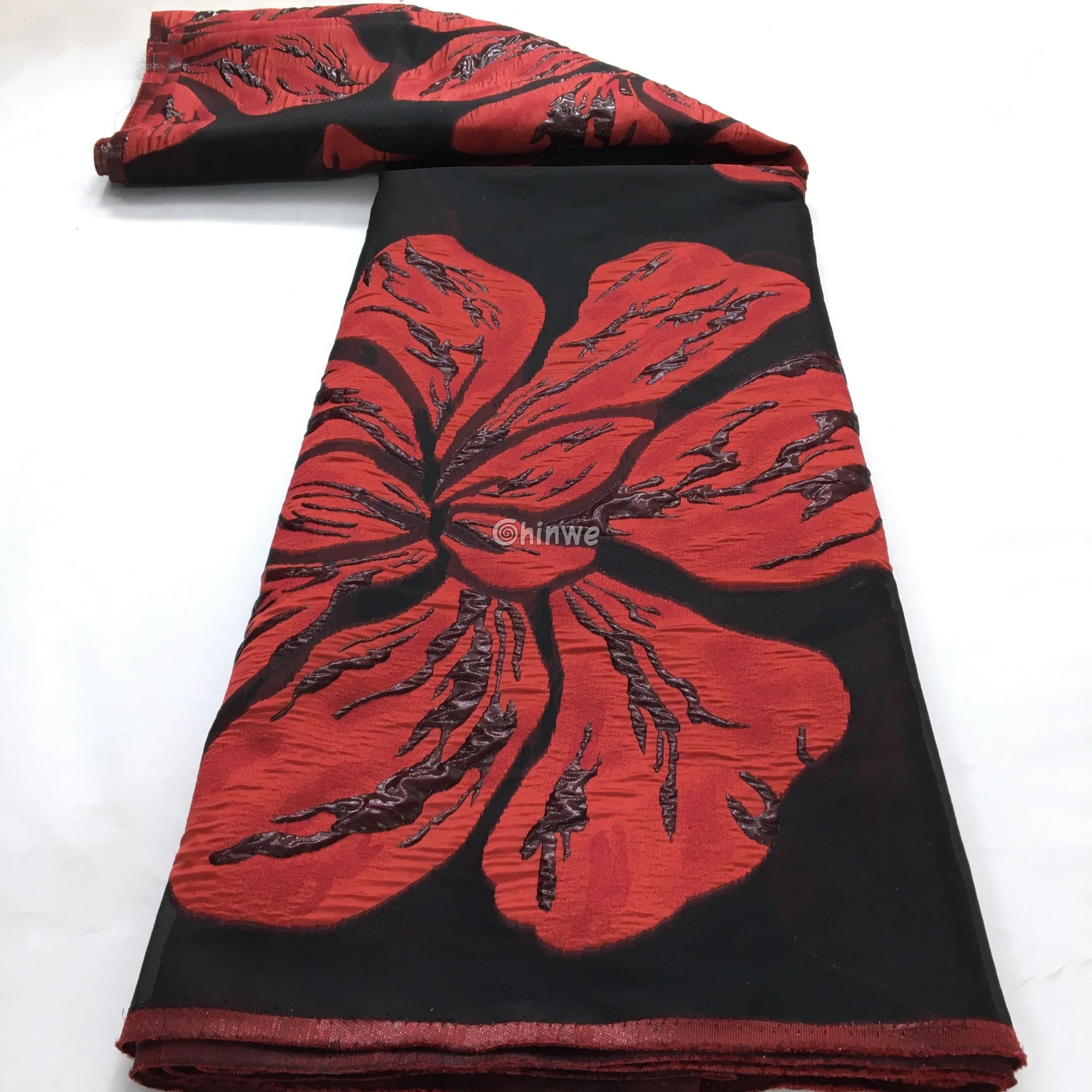 Metallic jacquard brocade with floral embossing and lustrous sheen in multi-tone blossom motif Lace