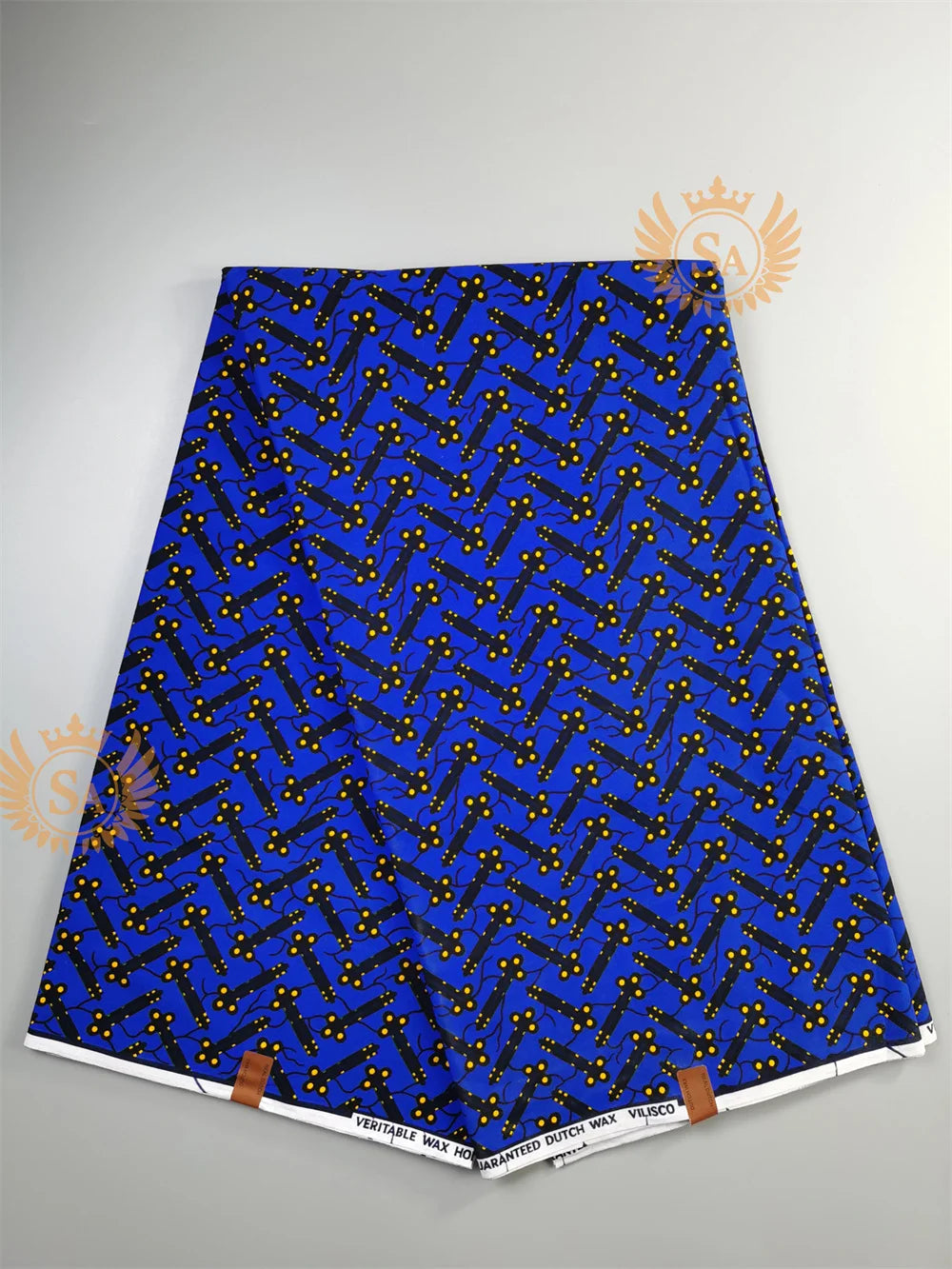 Woven Knot Ankara Wax Print Fabric Collection – Red, Gold, Blue & White, 6 Yards