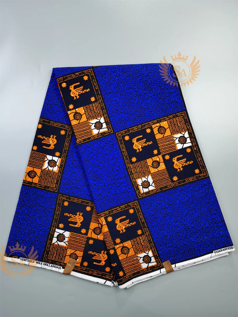 Woven Knot Ankara Wax Print Fabric Collection – Red, Gold, Blue & White, 6 Yards