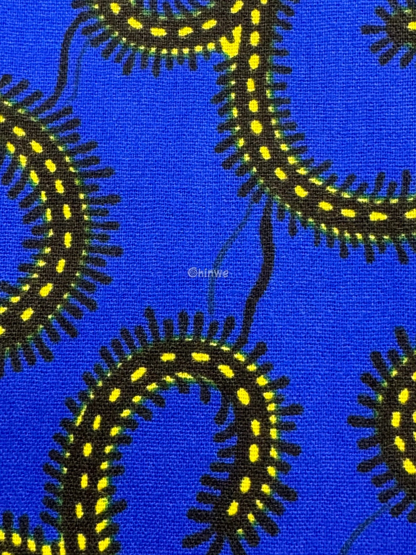 Bold Blue Ankara Fabric with Gold Swirl Patterns 6 Yards African Wax Print Fabric