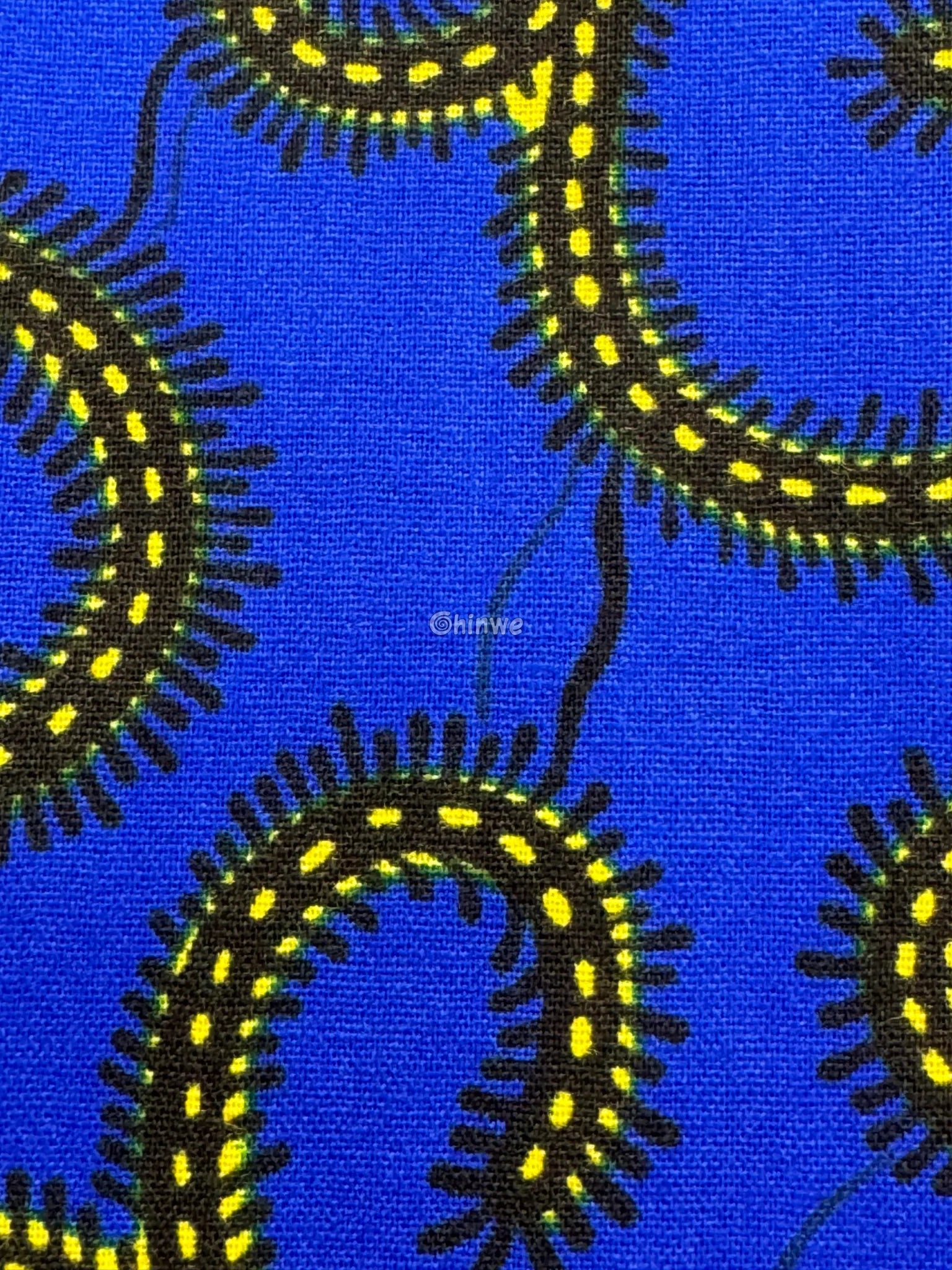 Bold Blue Ankara Fabric with Gold Swirl Patterns 6 Yards African Wax Print Fabric
