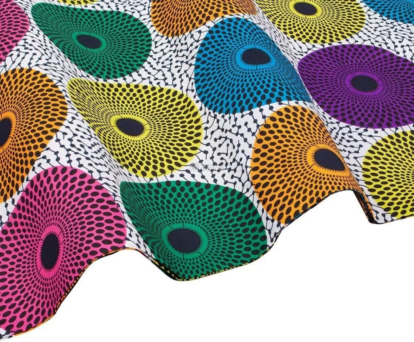 Multicolor Ankara Wax Print Fabric with Bold Circular Patterns