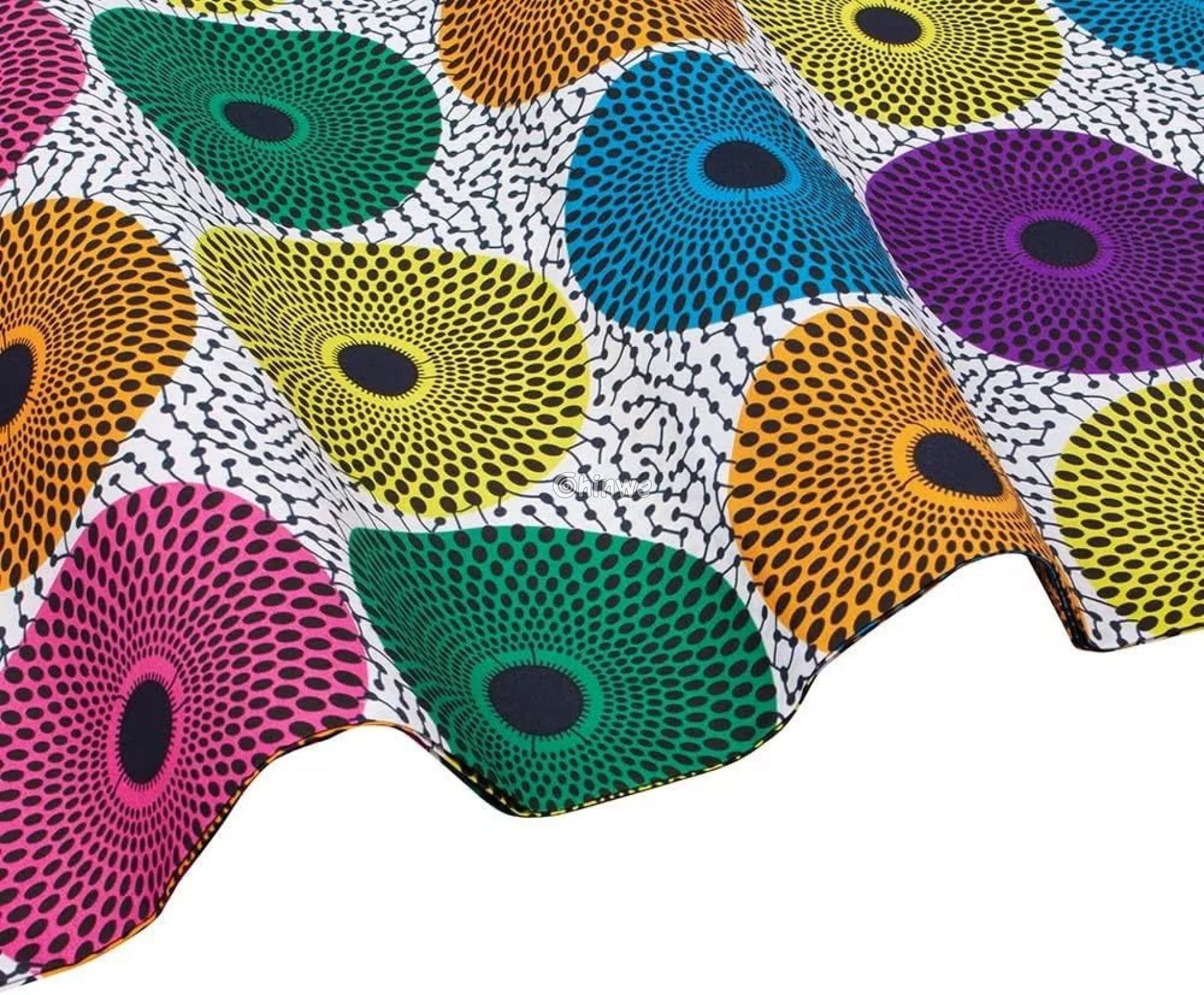 Multicolor Ankara Wax Print Fabric with Bold Circular Patterns