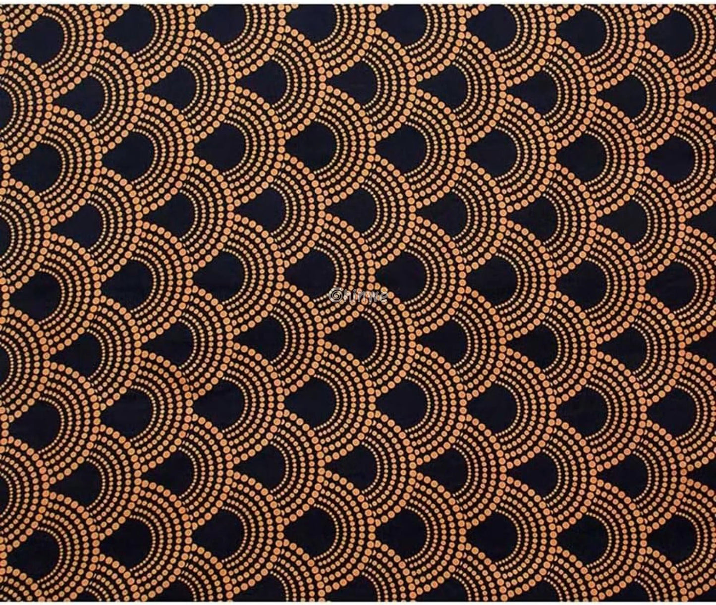 Navy and Gold Dot Pattern Ankara Wax Print Fabric