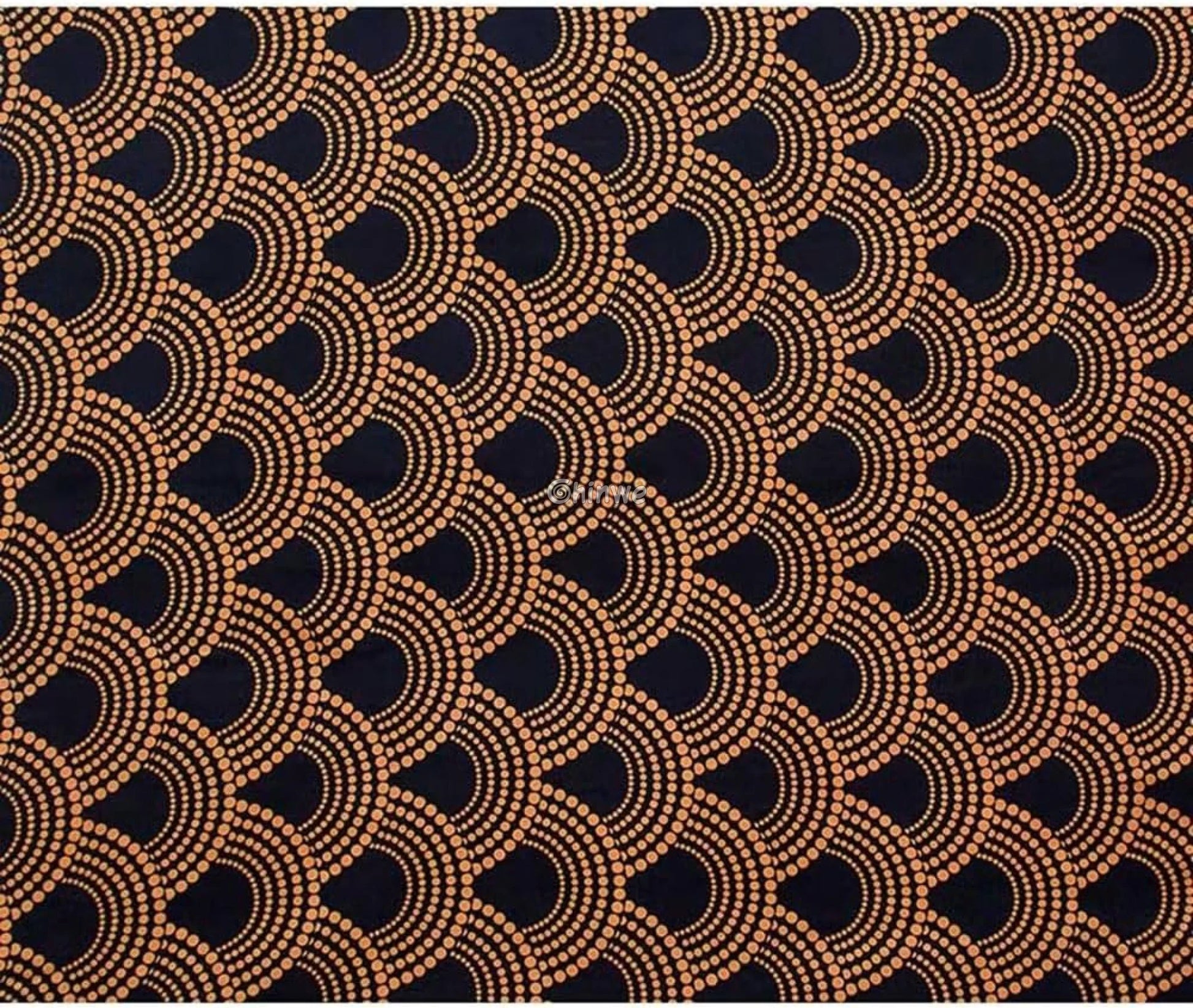 Navy and Gold Dot Pattern Ankara Wax Print Fabric