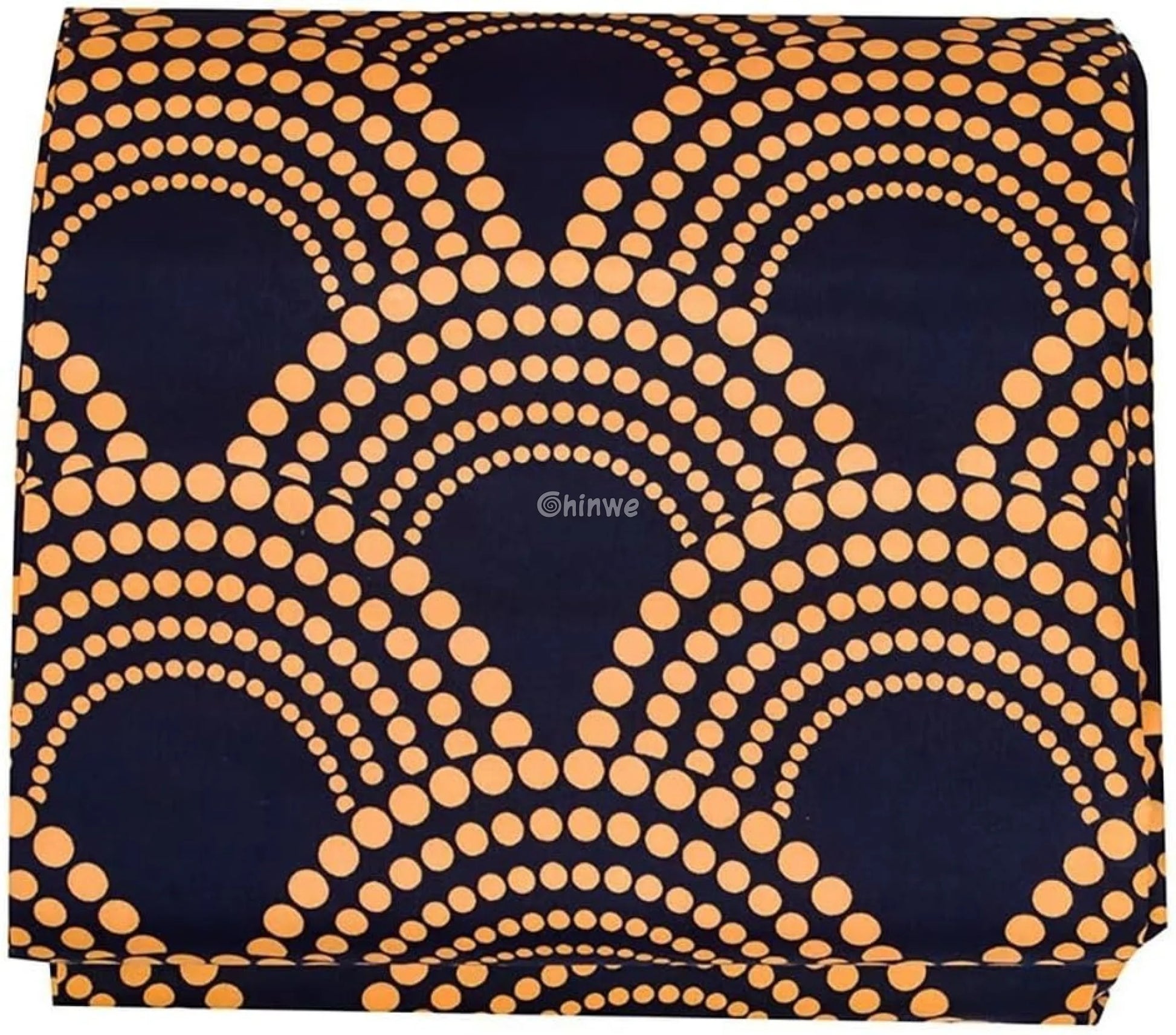 Navy and Gold Dot Pattern Ankara Wax Print Fabric