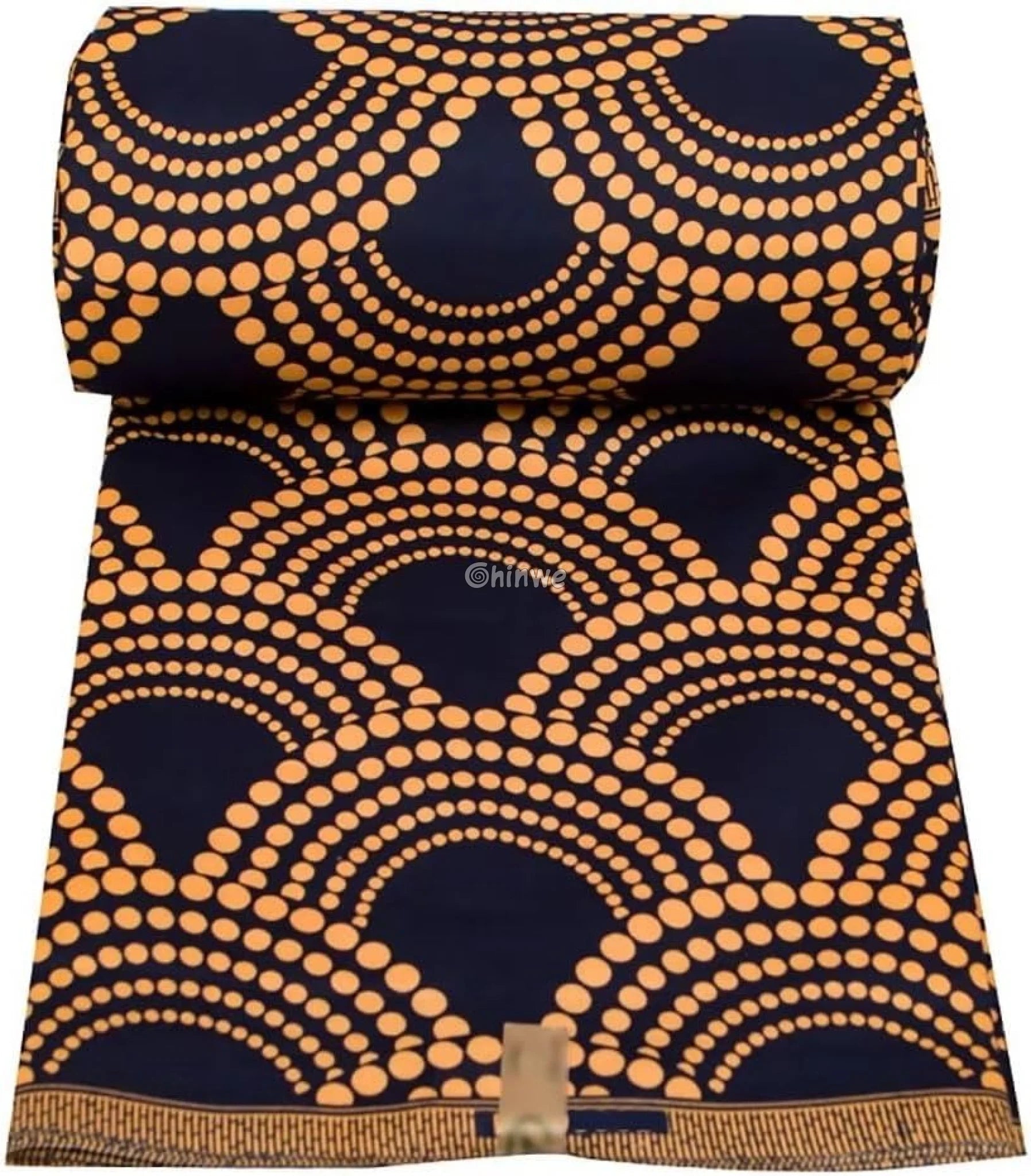 Navy and Gold Dot Pattern Ankara Wax Print Fabric