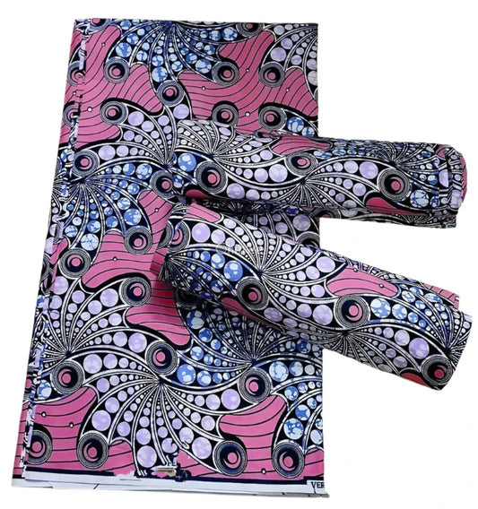 Pink Swirl Ankara Wax Print Fabric Elegant Abstract Design