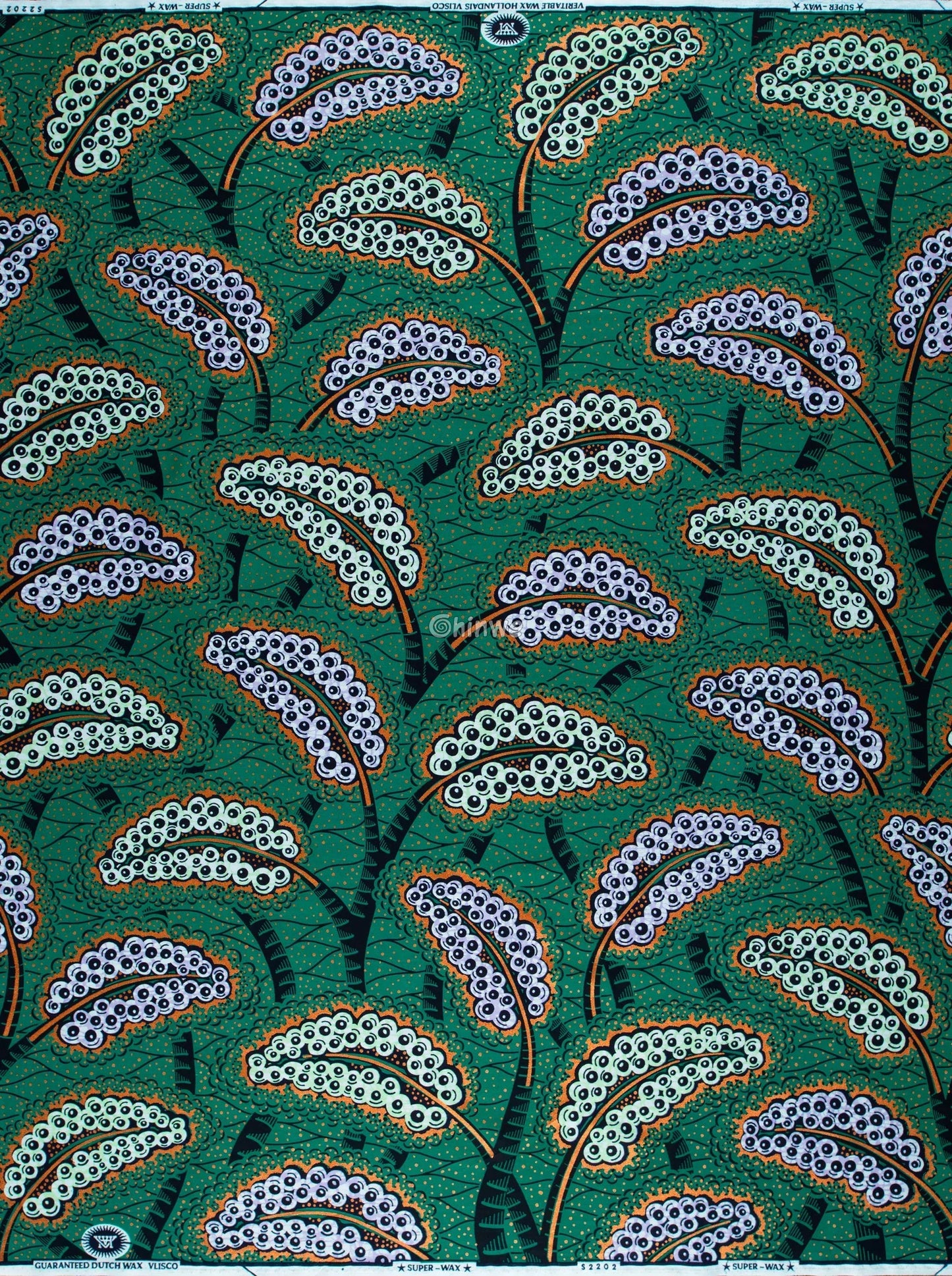 Rich Green Ankara Fabric with Vibrant Paisley Patterns