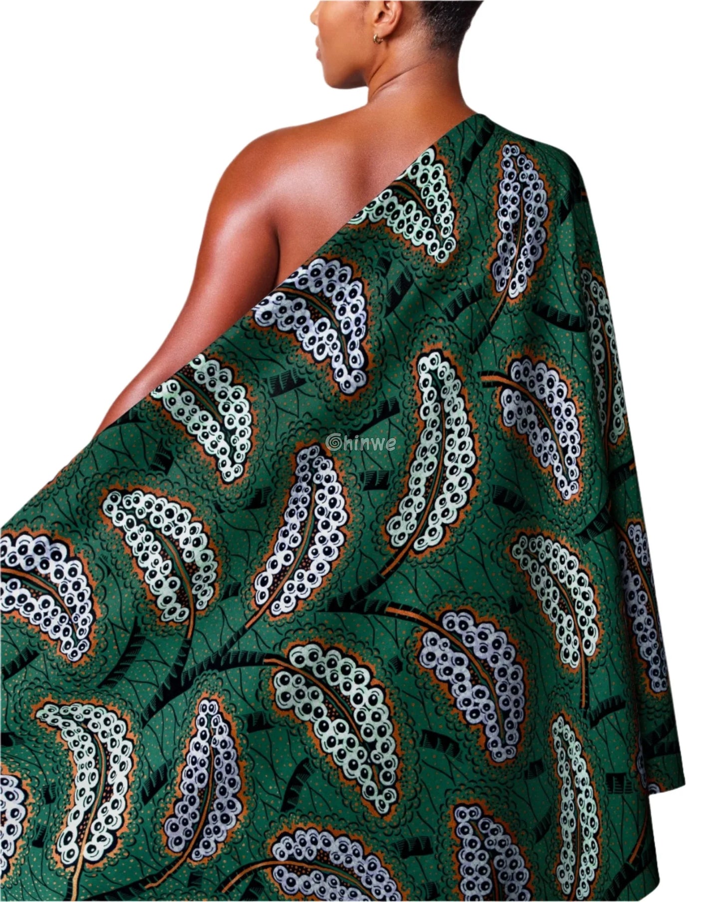 Rich Green Ankara Fabric with Vibrant Paisley Patterns