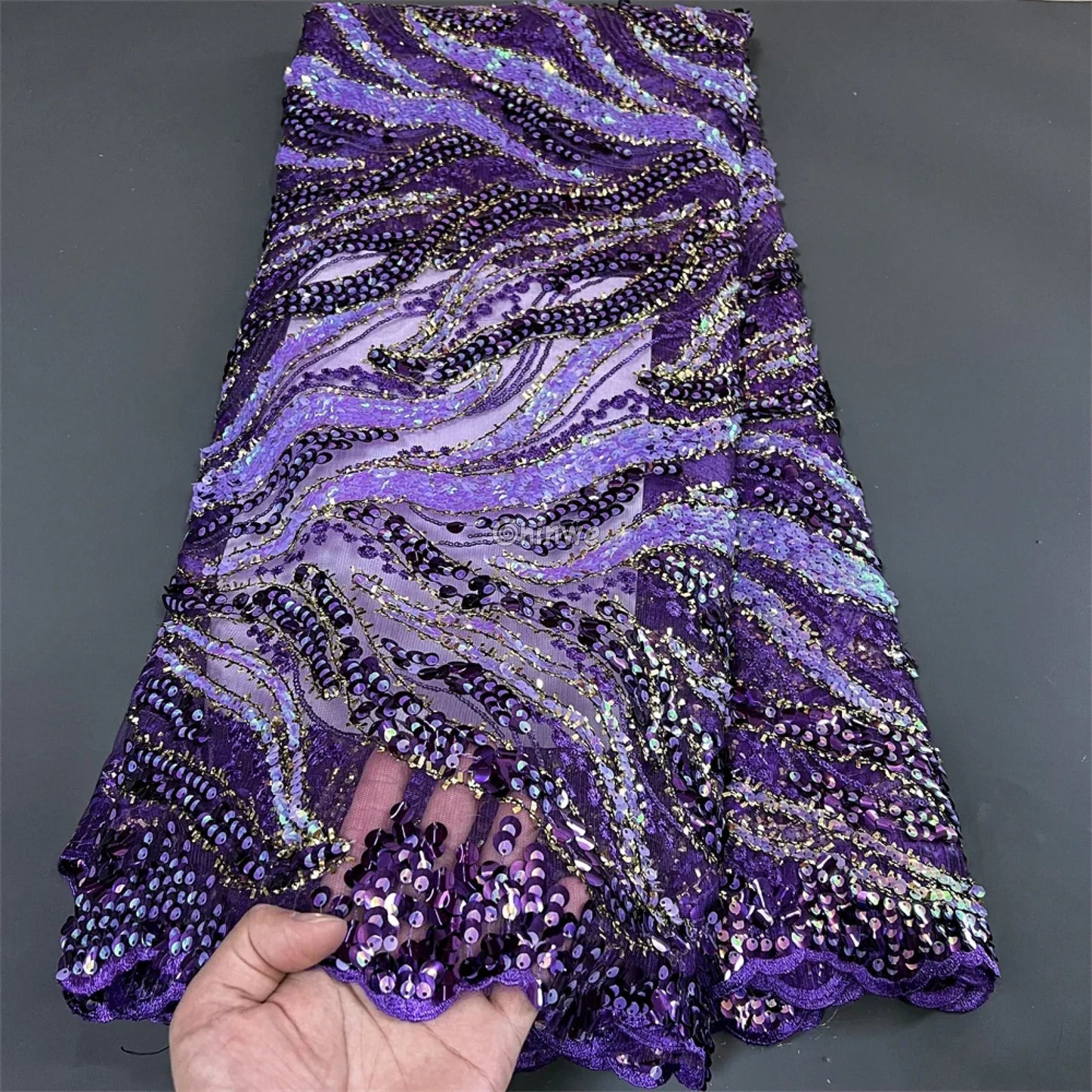 High Quality Nigerian Tulle Lace Fabrics Latest Beaded sequins Mesh African Lace Fabric Bride French Net Lace Fabric