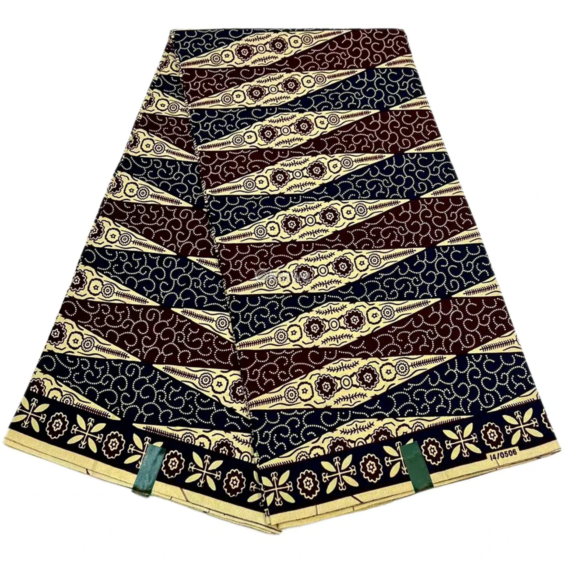 Ankara Fabric with Intricate Floral Stripes Swirl Patterns and Ornamental Border Design 6 Yards African Wax Print Fabric