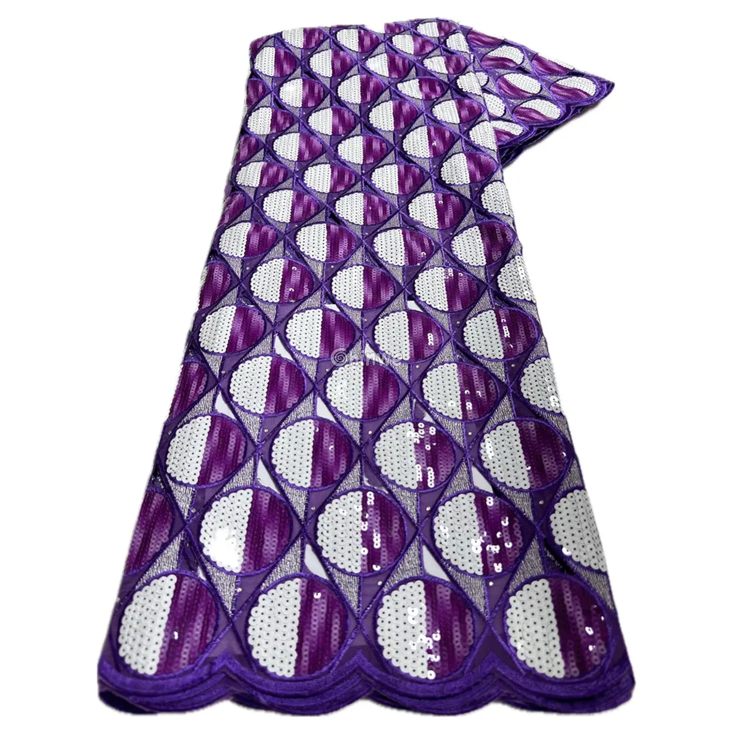 Embroidered Sequined Rose Pink & Champagne Circle Lattice Mesh Print Fabric Plum Purple & Lavender Circle Lace / 5