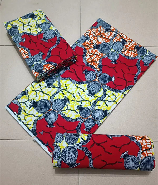 Maximalist Floral Ankara Wax Print Fabric Collection, 6 Yards
