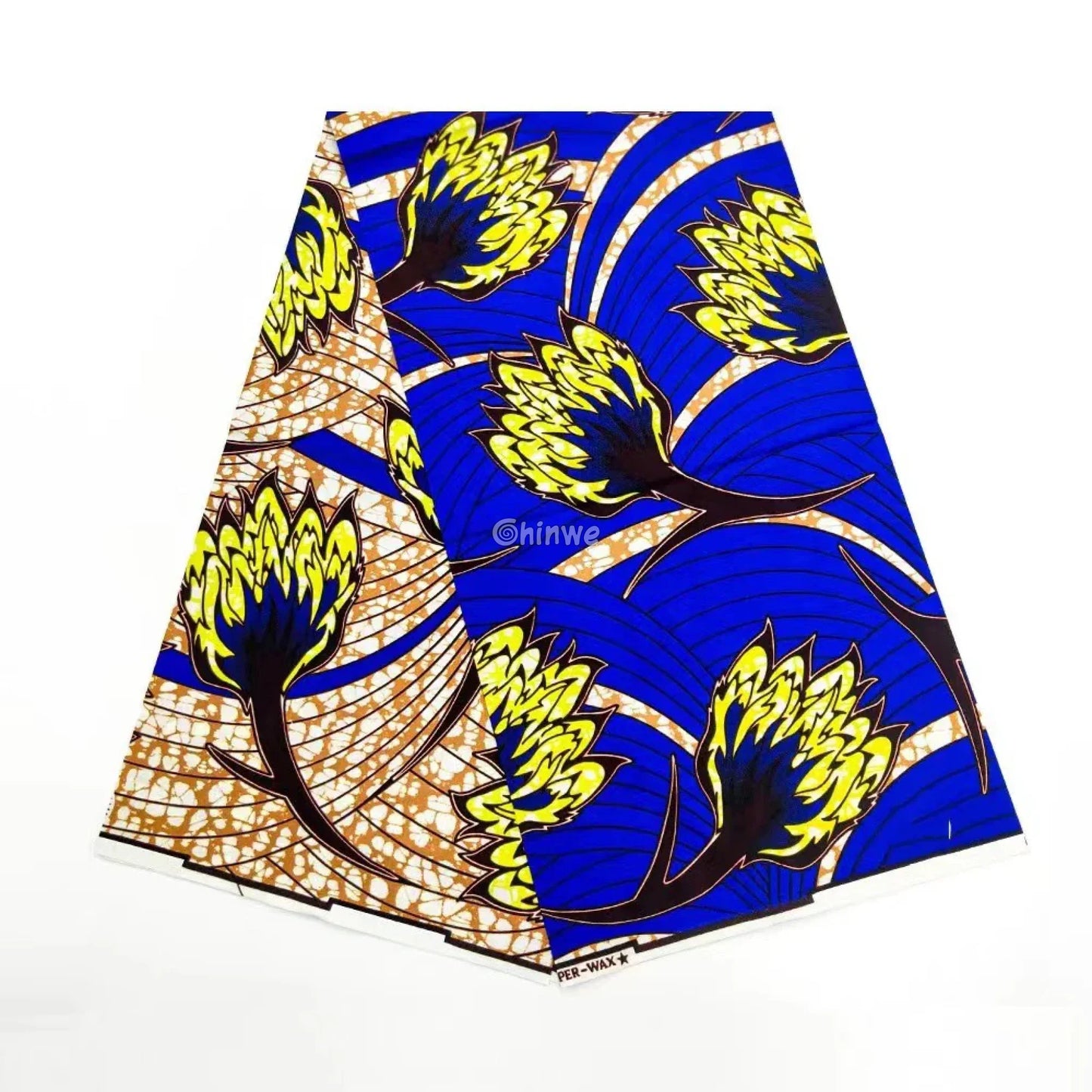 Large-scale Cotton Ankara Wax Print Fabric with Abstract Petal Motif and Crackle Background 6 Yards African Wax Print