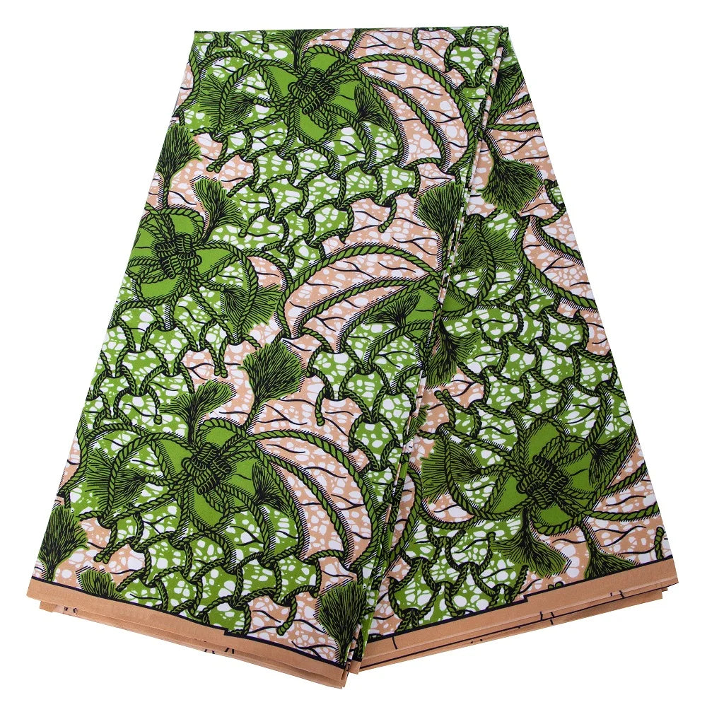 Bold Medallion Ankara Wax Print Fabric Collection – Black, Green, Plum, Tan & Amber, 6 Yards