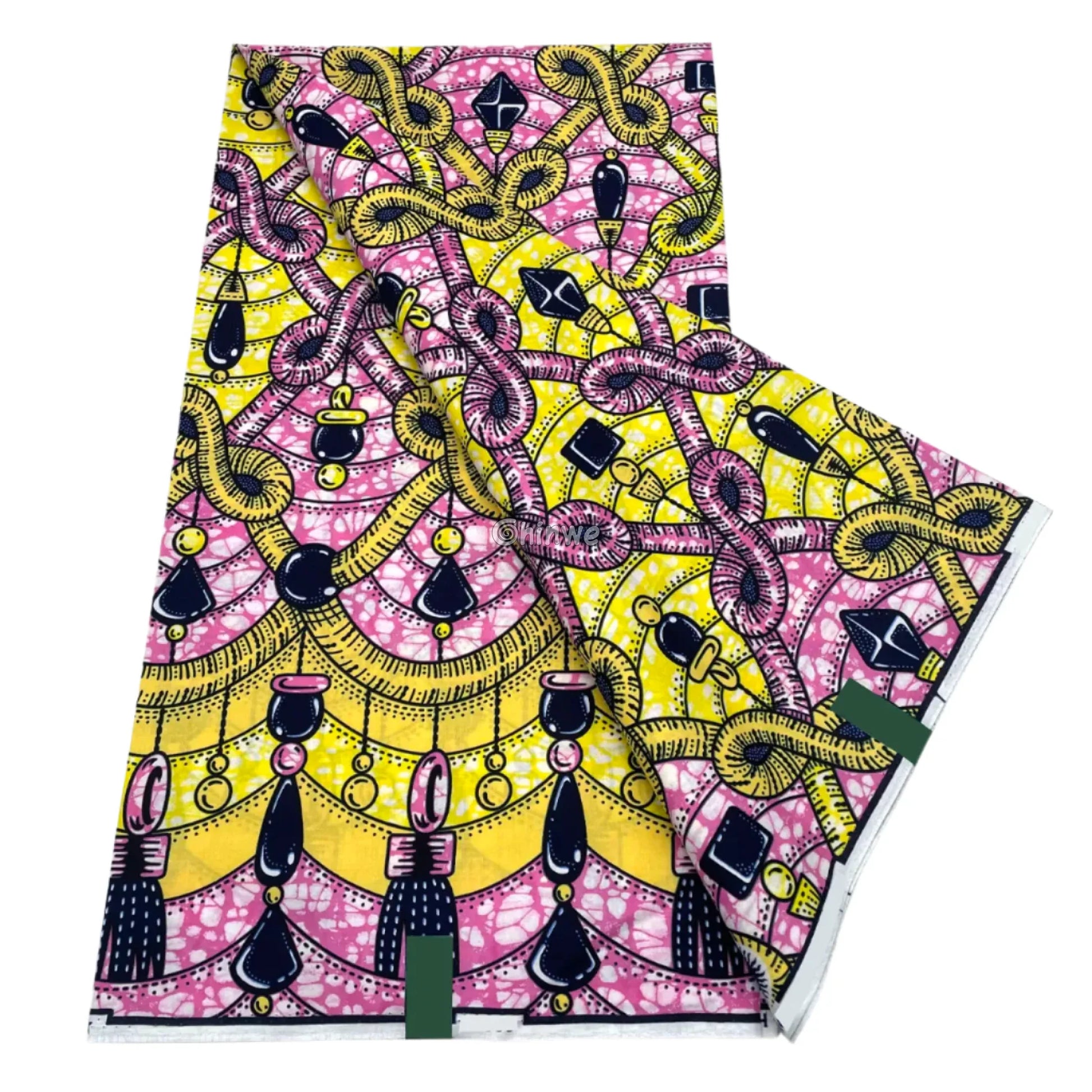 Layered Tassel & Pendant Chain Pattern in Lemon Yellow and Pink with Circular Lattice Batik Detailing Sunlit Pink and