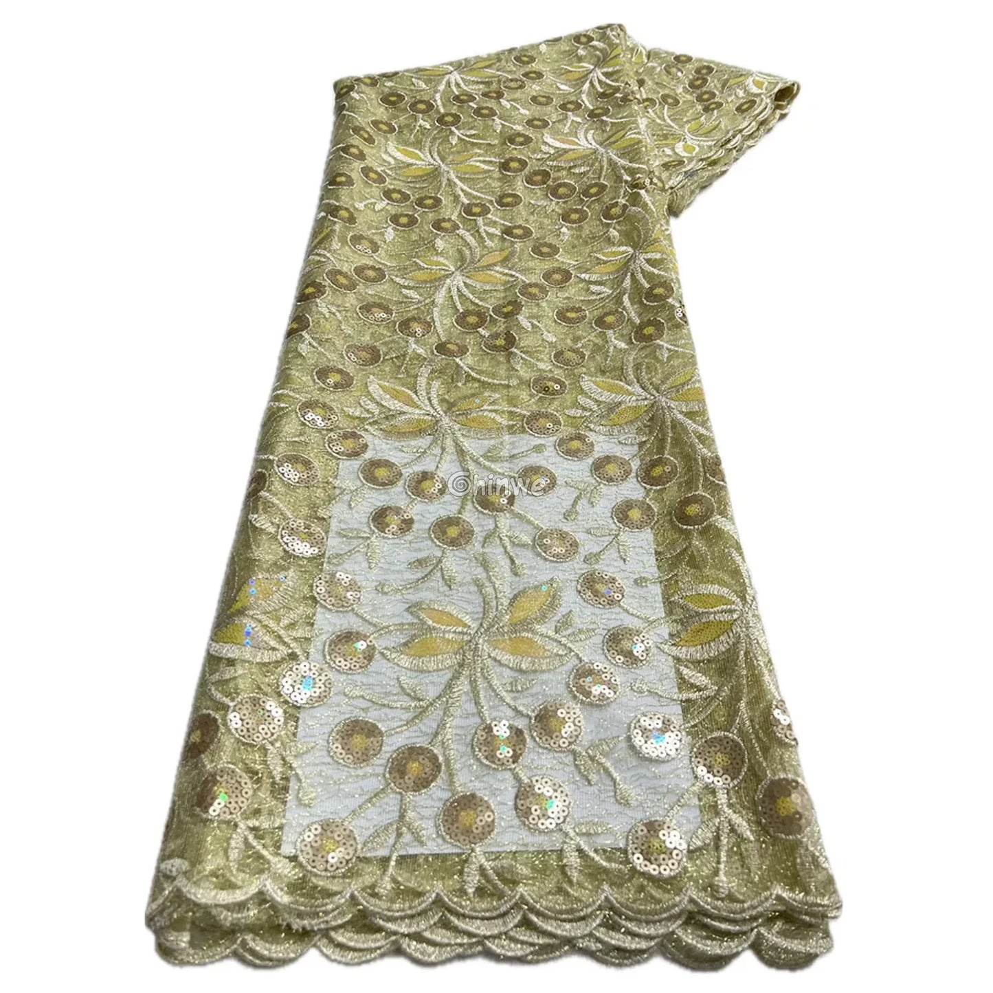 Plum Chartreuse Ivory Sapphire & Sand Floral Vine Sequin Lace Print Fabric Collection Golden Sand & Almond Blossom
