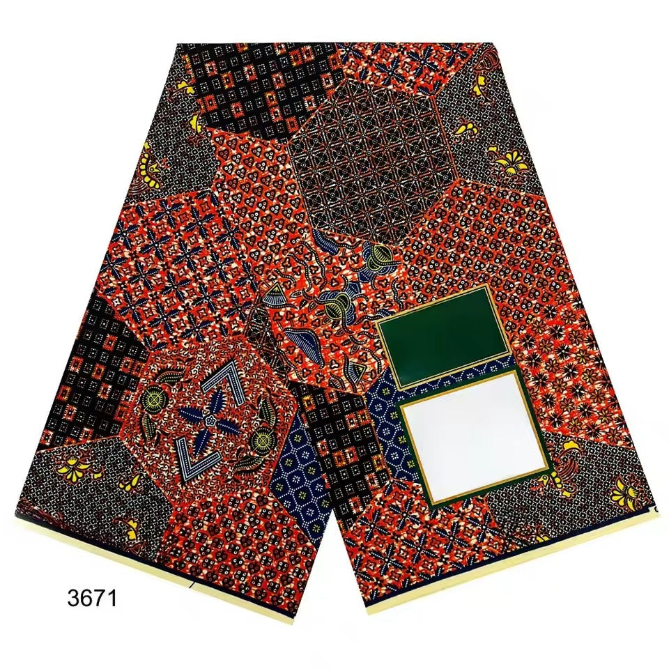 Multicolored Patchwork Ankara Fabric with Hexagon and Floral Motifs