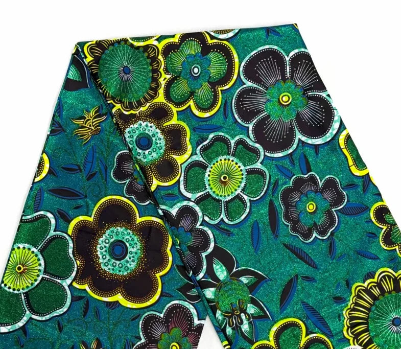 Gold Shimmer Jewel-Tone Batik Wax Print Fabric Collection, 6 Yards