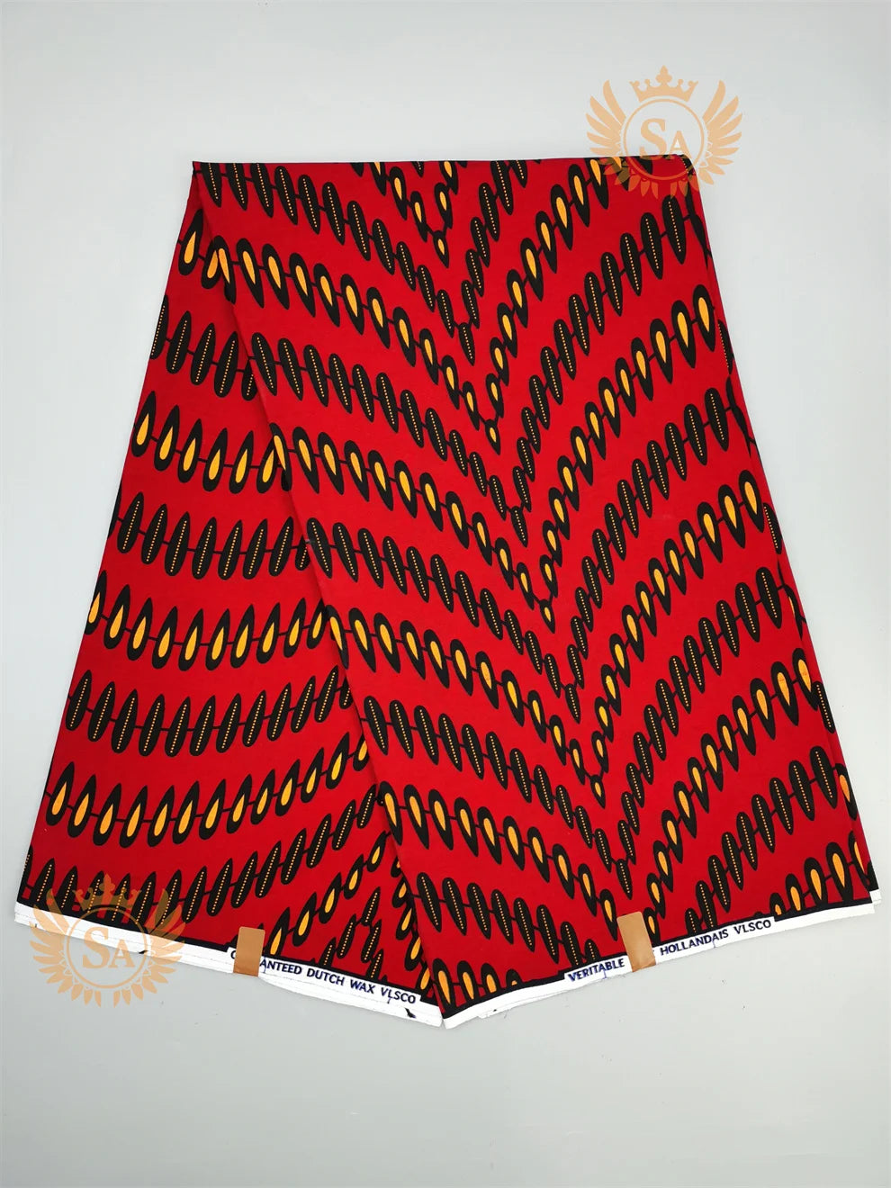 Woven Knot Ankara Wax Print Fabric Collection – Red, Gold, Blue & White, 6 Yards