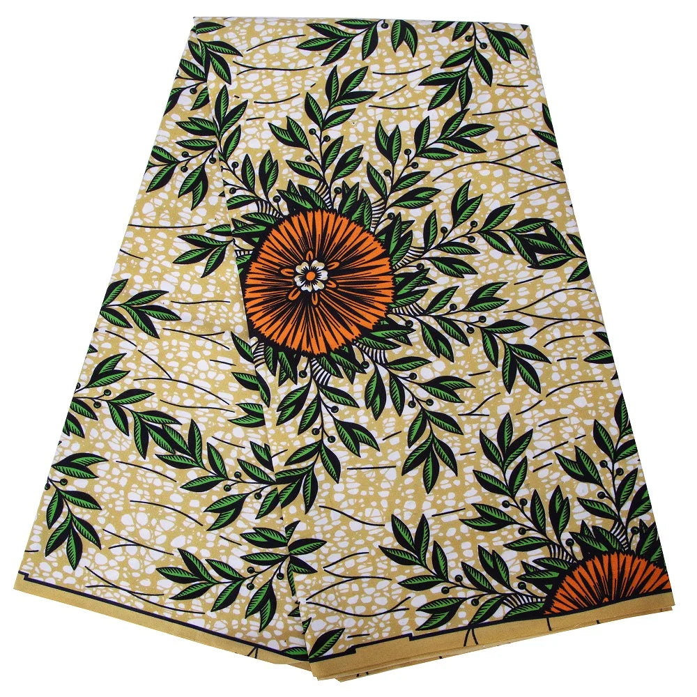 Bold Medallion Ankara Wax Print Fabric Collection – Black, Green, Plum, Tan & Amber, 6 Yards
