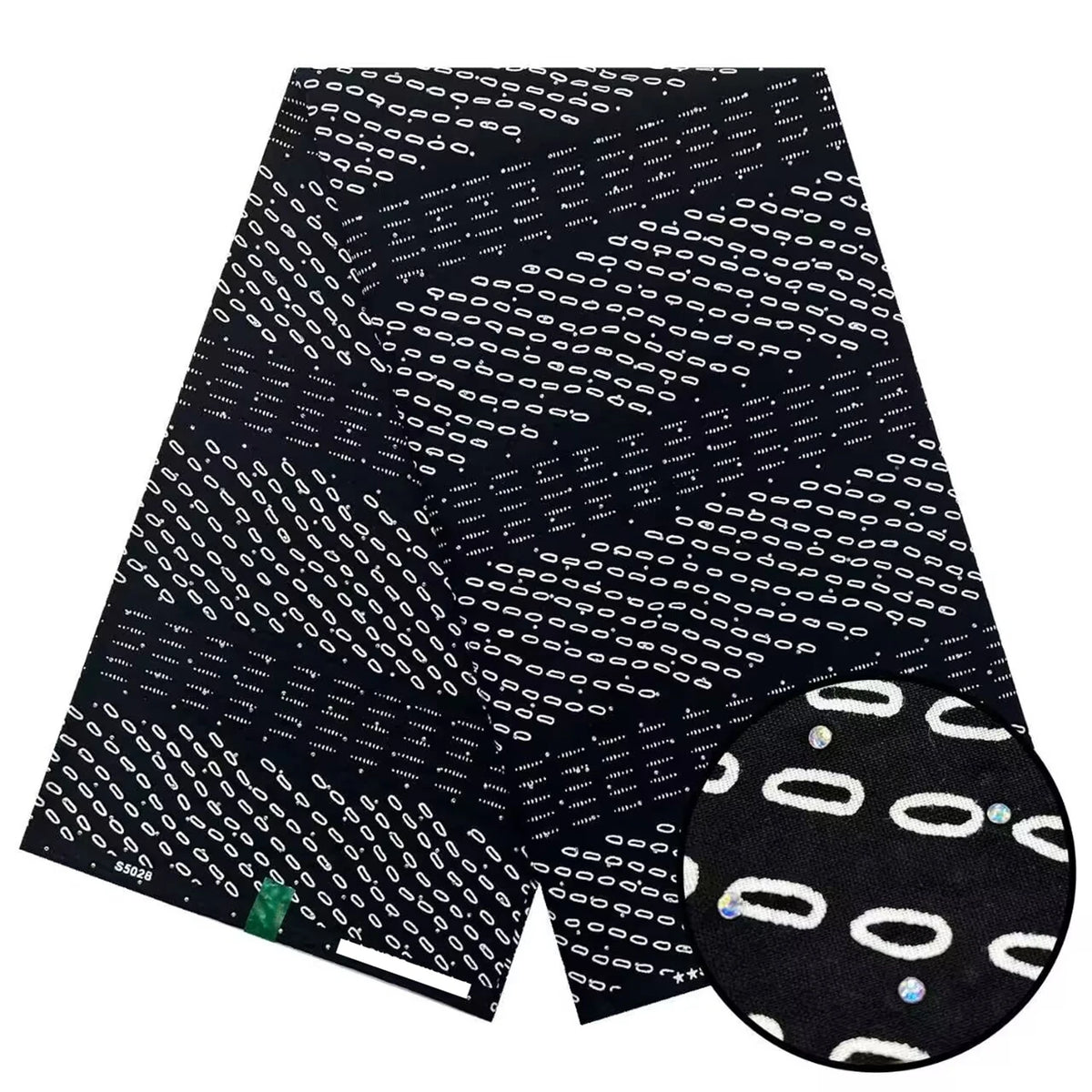Black and White Stoned Wax Print – 8 Monochrome Designs, Real Wax with Stones, 6 Yards