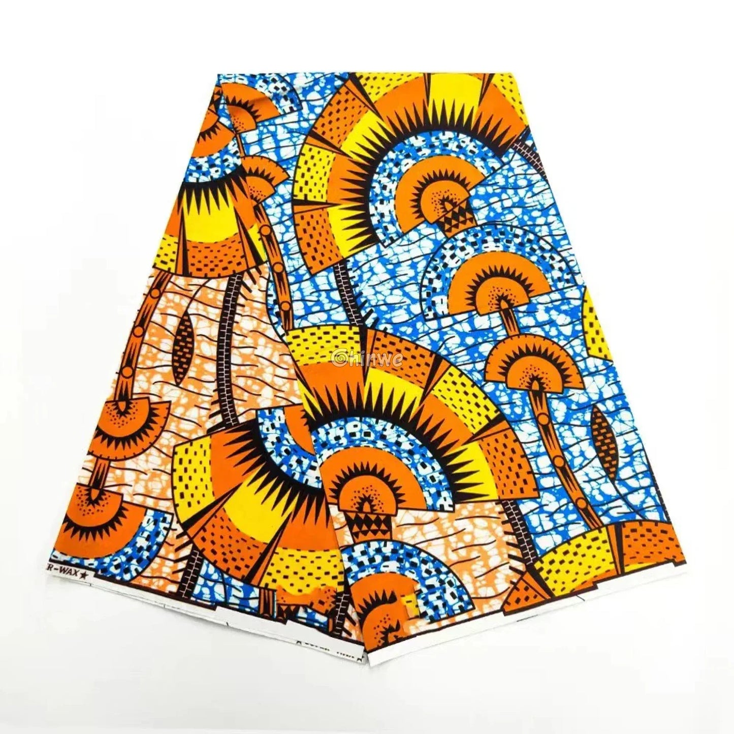 Cotton Ankara Wax Print Fabric with Bold Teal Tube & Spiral Motif on Purple Crackle Background B / 6 Yards African Wax