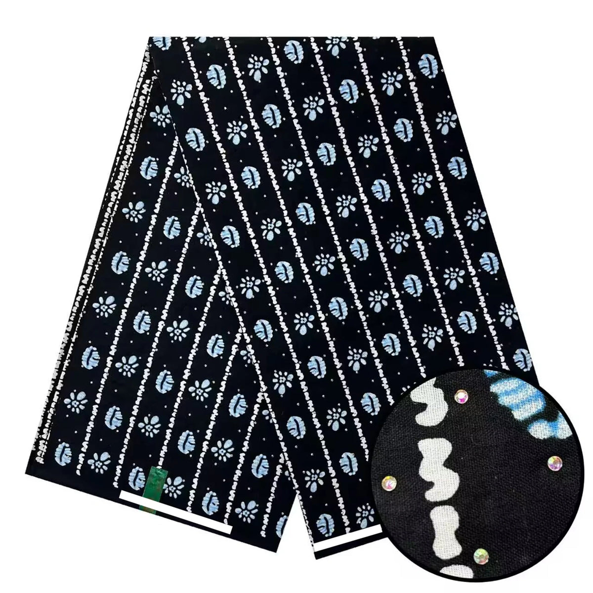 Black and White Stoned Wax Print – 8 Monochrome Designs, Real Wax with Stones, 6 Yards