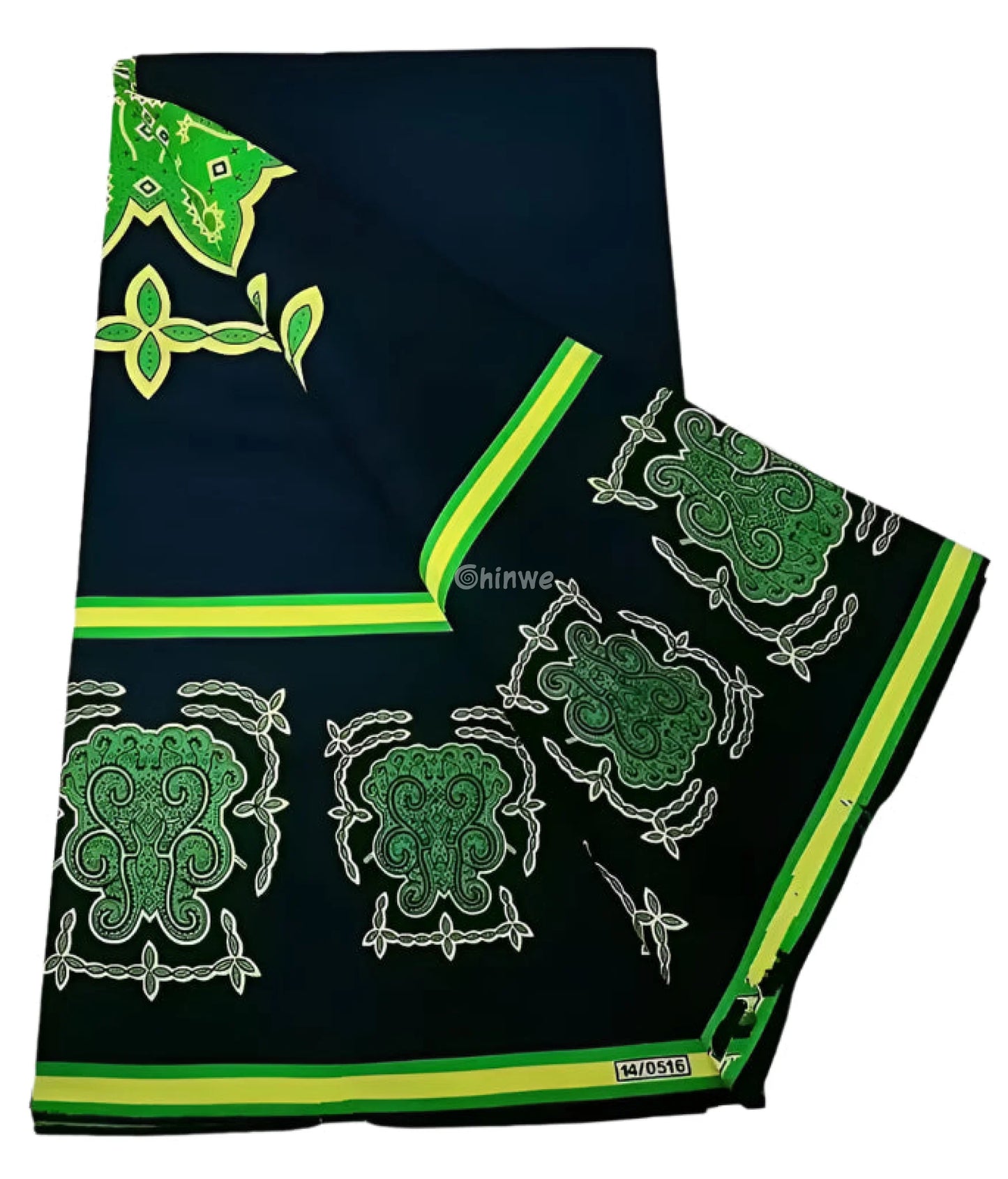 Black and Green African Ankara Print Fabric Paisley and Floral Design Traditional Pattern 6 Yards African Wax Print