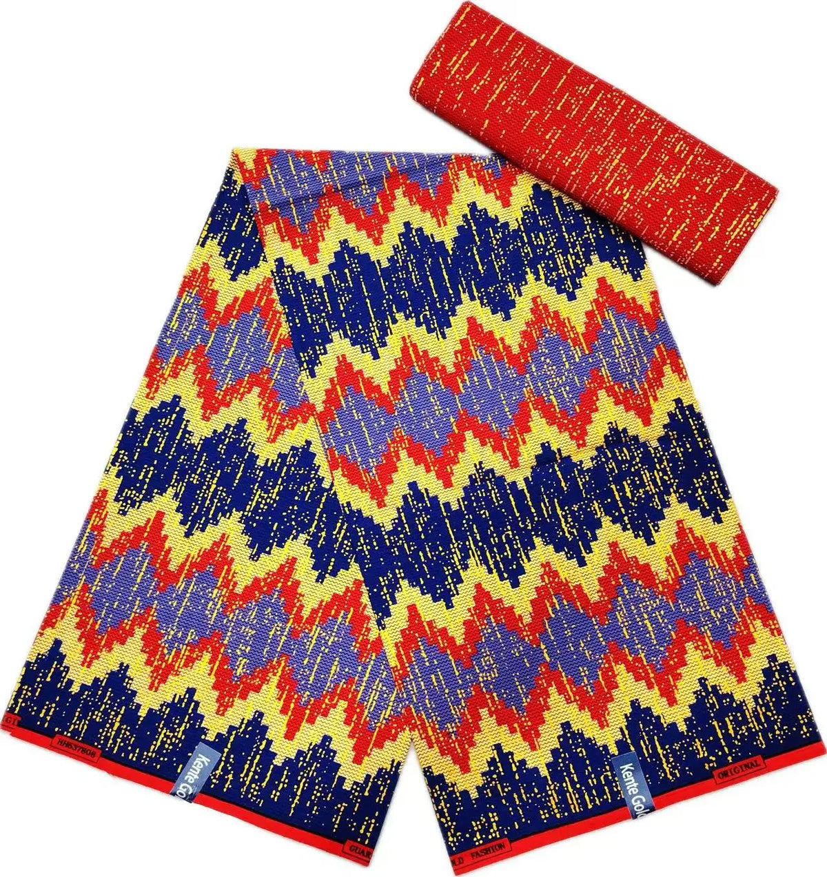 Golden Block Kente Wax Print Fabric Collection, 6 Yards