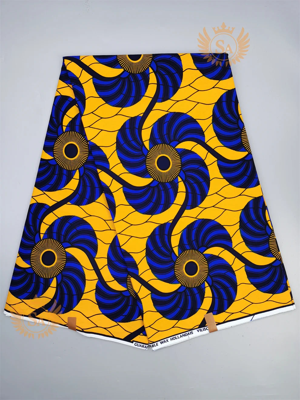 Woven Knot Ankara Wax Print Fabric Collection – Red, Gold, Blue & White, 6 Yards