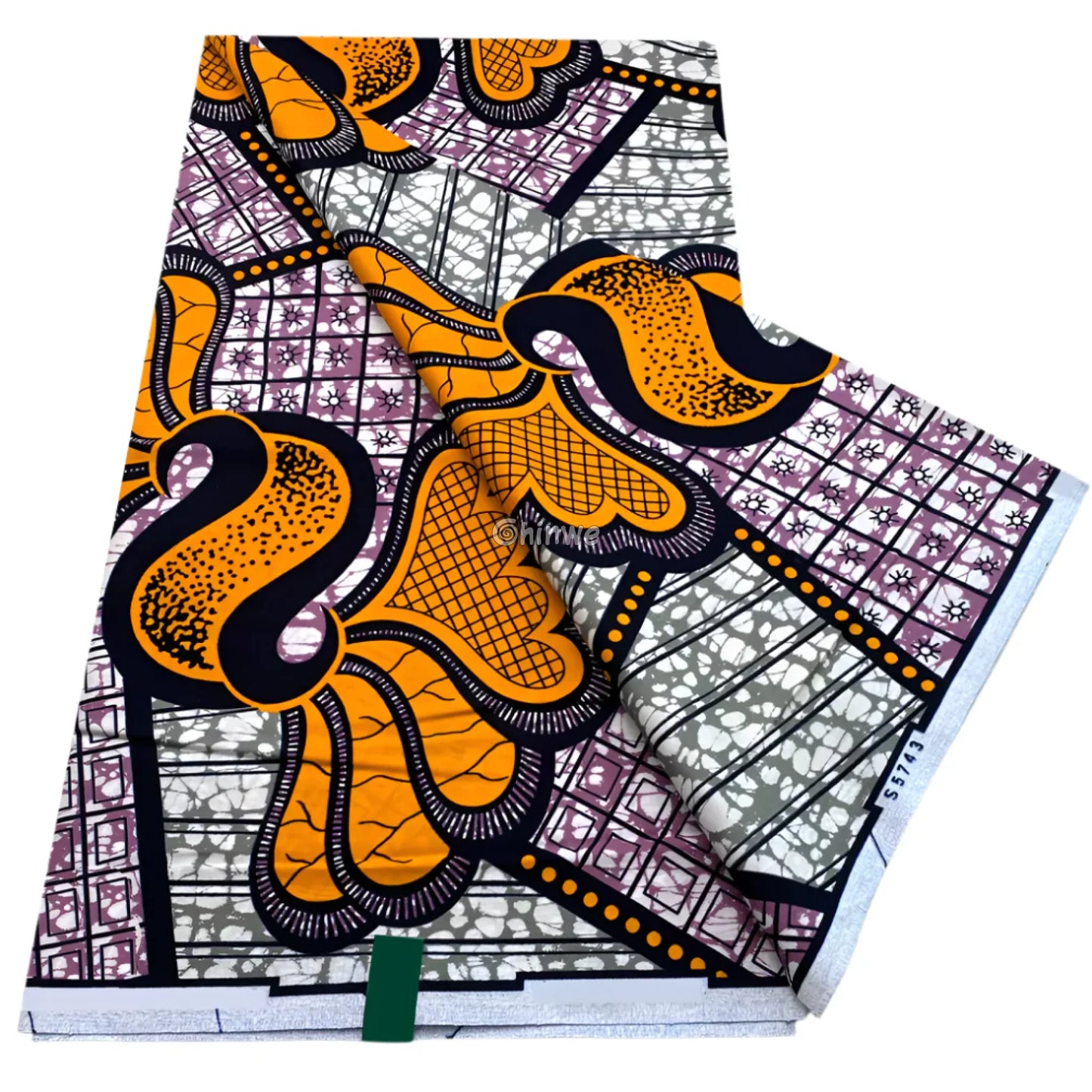 Amber Petal Scrolls and Plum Micro-Grid Florals with Soft Grey Batik Blocks and Ornate Detailing Amber Bloom Grid / 6