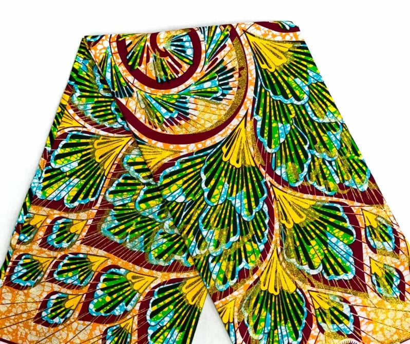 Gold Shimmer Jewel-Tone Batik Wax Print Fabric Collection, 6 Yards