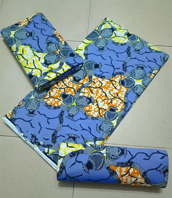 Maximalist Floral Ankara Wax Print Fabric Collection, 6 Yards