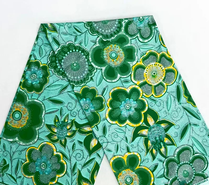 Gold Shimmer Jewel-Tone Batik Wax Print Fabric Collection, 6 Yards