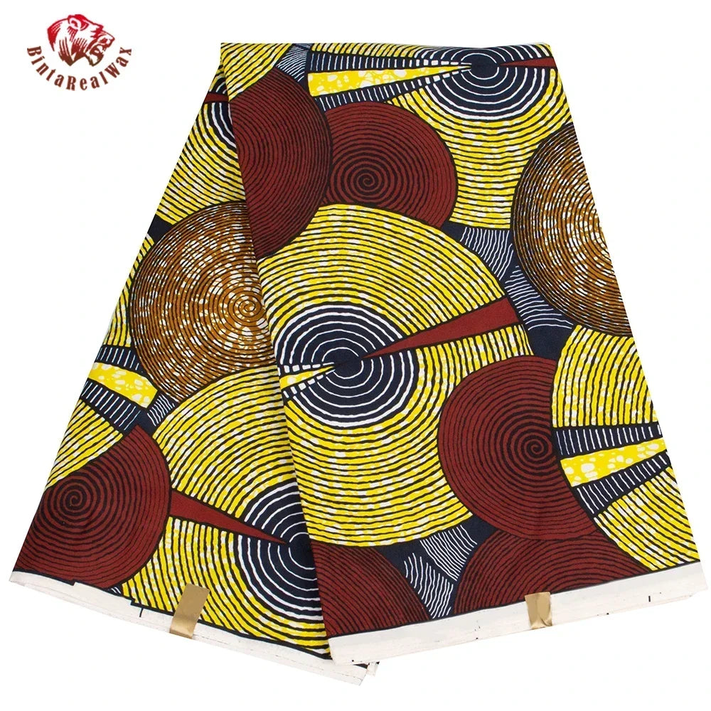 Bold Medallion Ankara Wax Print Fabric Collection – Black, Green, Plum, Tan & Amber, 6 Yards