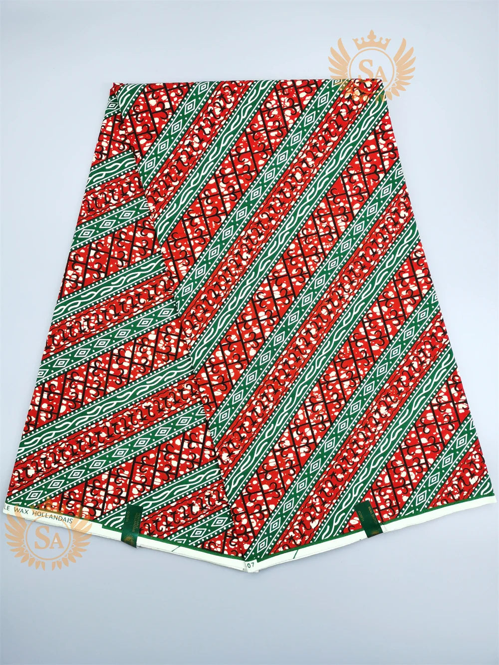 Woven Knot Ankara Wax Print Fabric Collection – Red, Gold, Blue & White, 6 Yards