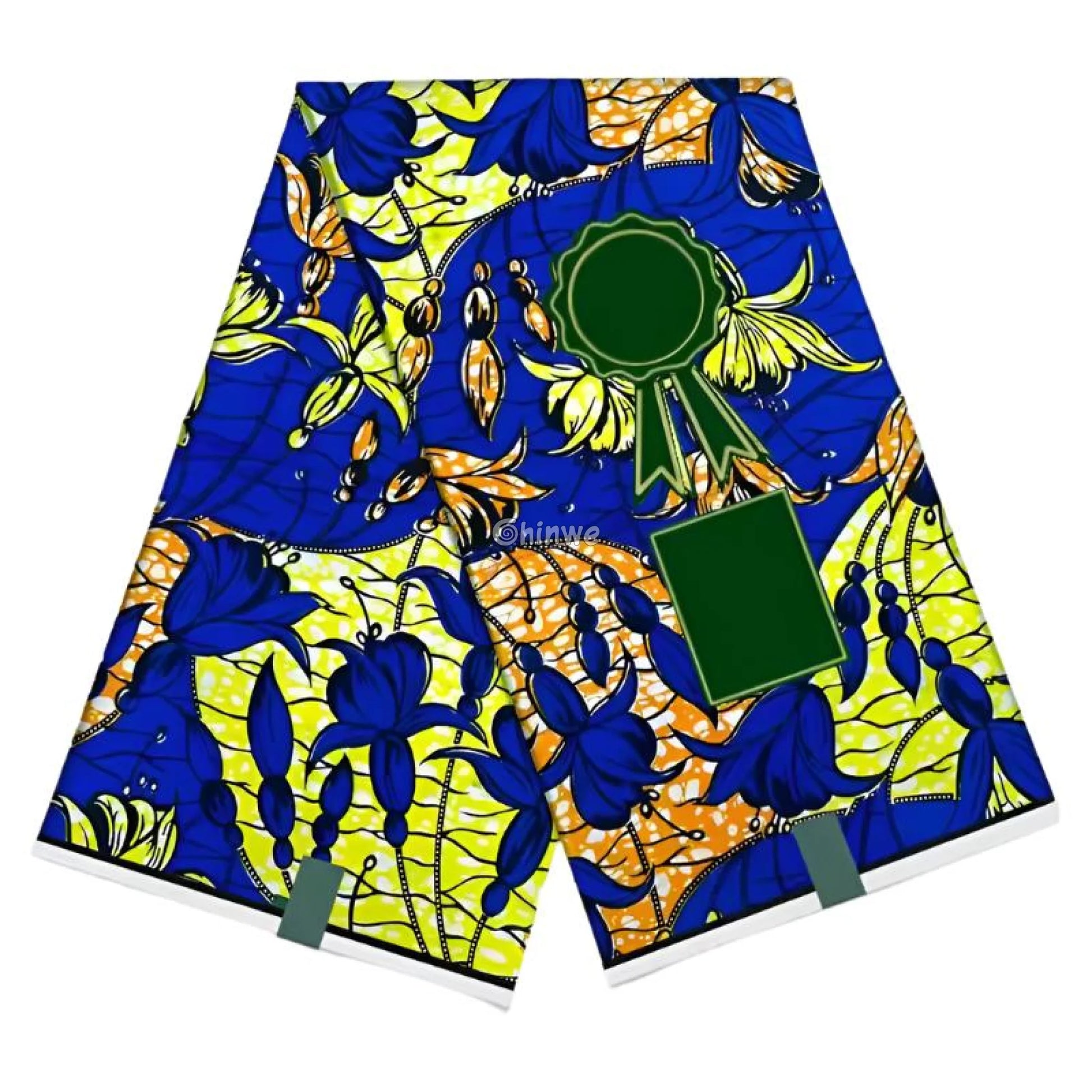 Vibrant Blue and Yellow Floral Ankara Fabric 6 yards African Wax Print Fabric