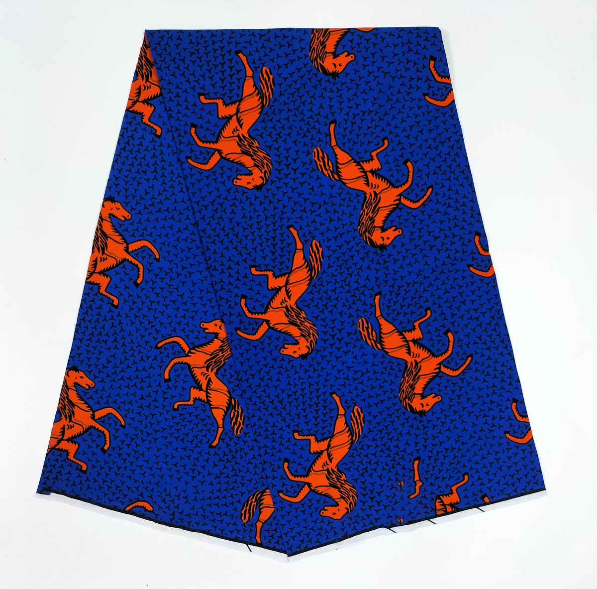 Galloping Horses Ankara Real Wax Print – Yellow or Royal Blue, 100% Cotton, 6 Yards