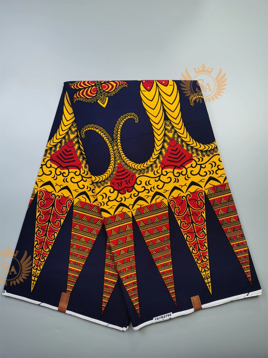 Woven Knot Ankara Wax Print Fabric Collection II – Green, Orange & Red, 6 Yards